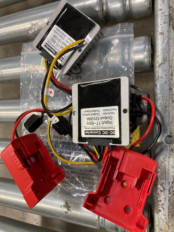 Photo 1 of ** This item input:17-55V; Output:12V20A, See pictures**

Step Down Converter 18V to 12V Compatible with Milwaukee 18V Battery, DC Voltage Regulator 12V 20A 240W Automatic Buck Converter with 30A Fuse & Wire Terminal (2-Pack)