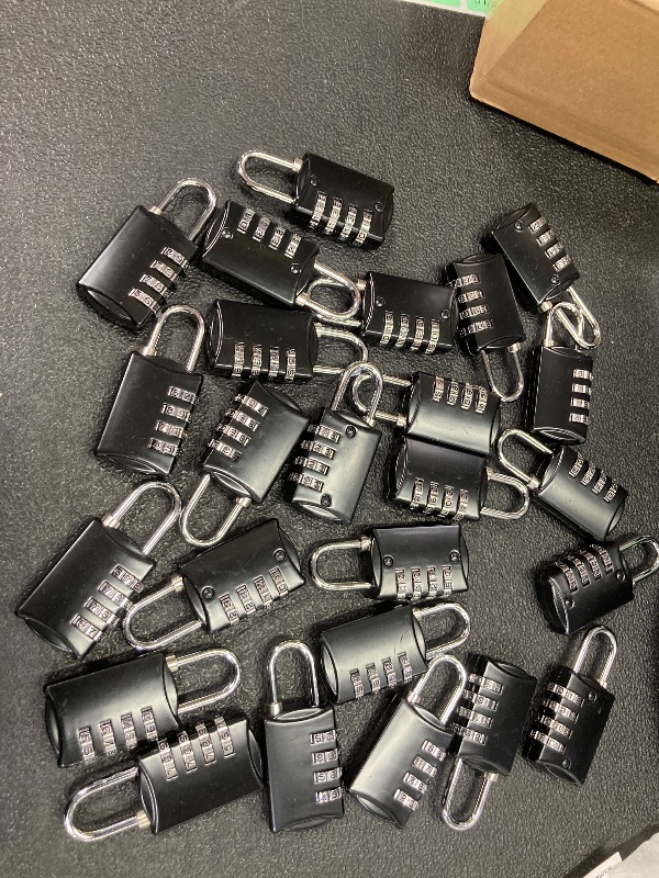 Photo 1 of 25 Pcs 4 Digit Combination Locks Combination Padlock Luggage Number Locks Outdoor Waterproof Resettable Padlock for Door Traveling School Gym Locker Suitcases Employee Hasp Storage
