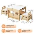 Photo 1 of 2 in 1 Kids Table and Chair Set,Reading,Build Blocks,with Bookshelves and Storage Drawer,Brown White
