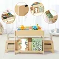 Photo 1 of 2 in 1 Kids Table and Chair Set,Reading,Build Blocks,with Bookshelves and Storage Drawer,Brown White

