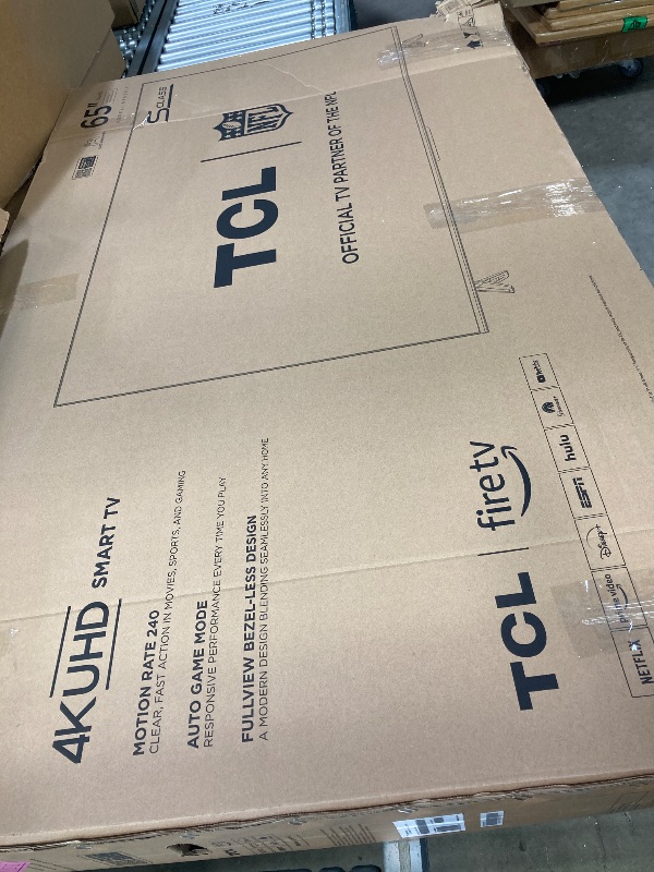 Photo 1 of **This TV is missing its cord to turn on the tv, unknown if it works or not. **

TCL 65-Inch Class S5 UHD 4K LED Smart TV with Fire TV (65S551F, 2024 Model), Dolby Vision, HDR PRO+, Dolby Atmos, Alexa Built-in with Voice Remote, Apple Airplay 2 Compatibil