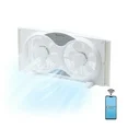 Photo 1 of **This fan does not have it two leg support stands,**

Comfort Zone Smart Wi-Fi Reversible Twin Window Fan with Cover and Bug Screen
