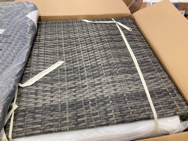 Photo 1 of **BOX 1 of 2 ** SELLING AS PARTS ONLY*** 

SUNVIVI OUTDOOR  Patio Furniture Sets All Weather Gery PE Wicker Couch Sofa with Glass Table, Removable Grey Cushions
