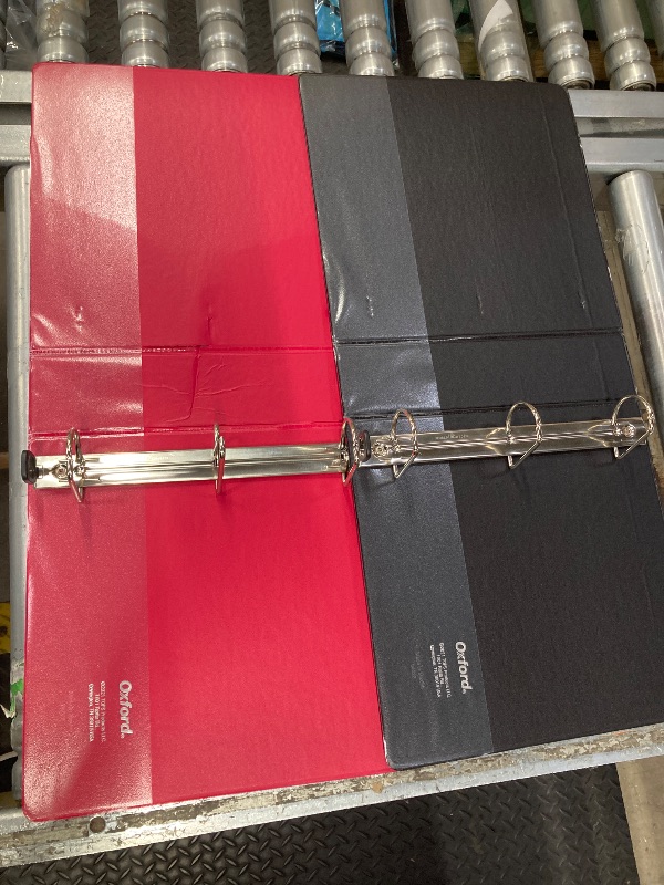 Photo 1 of **There is minor damage on the red binder on the crease area. Please See Pictures**
Oxford 3 Ring Binders, 2 Inch ONE-Touch Easy Open D Rings, 3-Sided View Binder Covers, Xtralife Hinge, Non-Stick, PVC-Free, Assorted Colors, 530-Sheet Capacity, 2 Pack (7