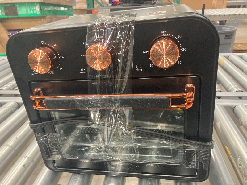 Photo 1 of **Picture Color is only for reference, please view pictures below. 

Baking Birthday Cake Tools 15L Electric Smart Deep Fryer Oven Oil Free Breakfast Machine Frying Pot Bread Toaster (Color: Black with rose gold)