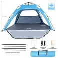 Photo 1 of **Picture is for reference only. Actual item may differ from actual picture. **

 Beach Tent for 4-6 Person, Pop up Portable Sun Shelter with Canopy, UPF 50+ UV Protection, Extendable Floor, Easy Setup Waterproof for Family Camping Hiking Beach Outdoor Ad