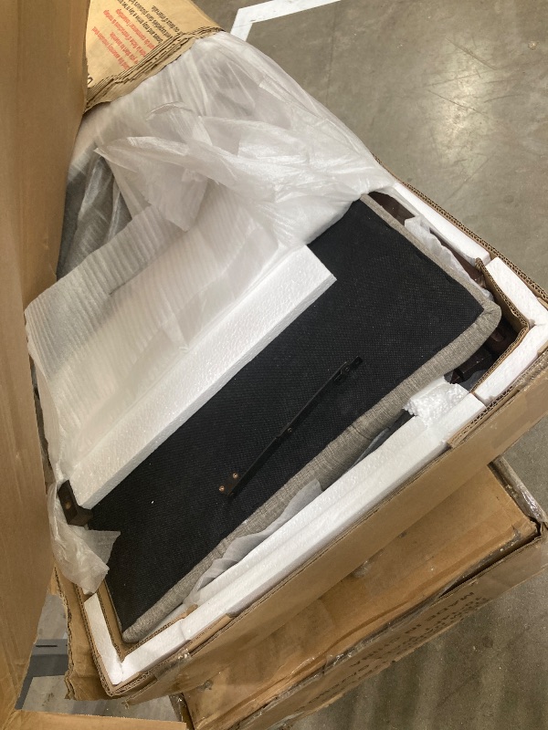 Photo 1 of **Only Box 1 of 3**

Queen Size Bed Frame with Storage Drawers and Charging Station, Upholstered Platform Bed Frame, 2-Tier Storage Headboard, Wood Slats 

(Espresso + Grey Cushion) -- Actual color differs from main picture**