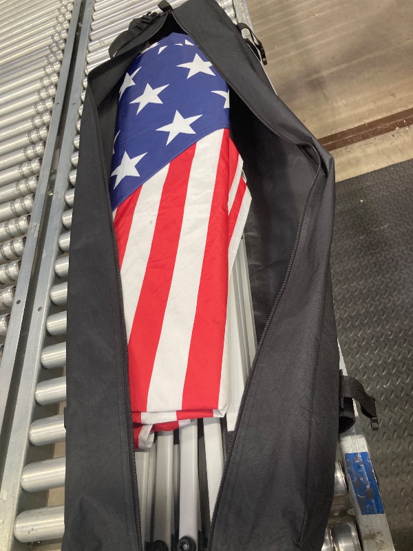 Photo 1 of 10' x 10' Simple Push Straight Leg Canopy (100 Sq. ft.)
Color: American flag; red, white, and blue