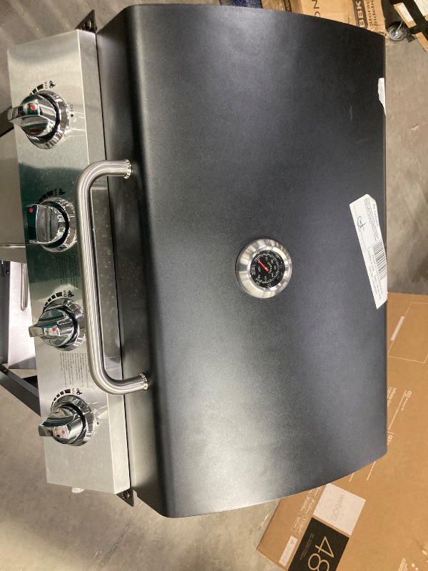 Photo 1 of **This item, got dirty in transport. Not in original packing. Hardware may be missing**

SEGMART 4 Burner BBQ Propane Gas Grill, Stainless Steel 40,000 BTU Patio Garden Barbecue Grill with Folding Side Tables, Cleaning Brush & Thermometer, Perfect for Cam