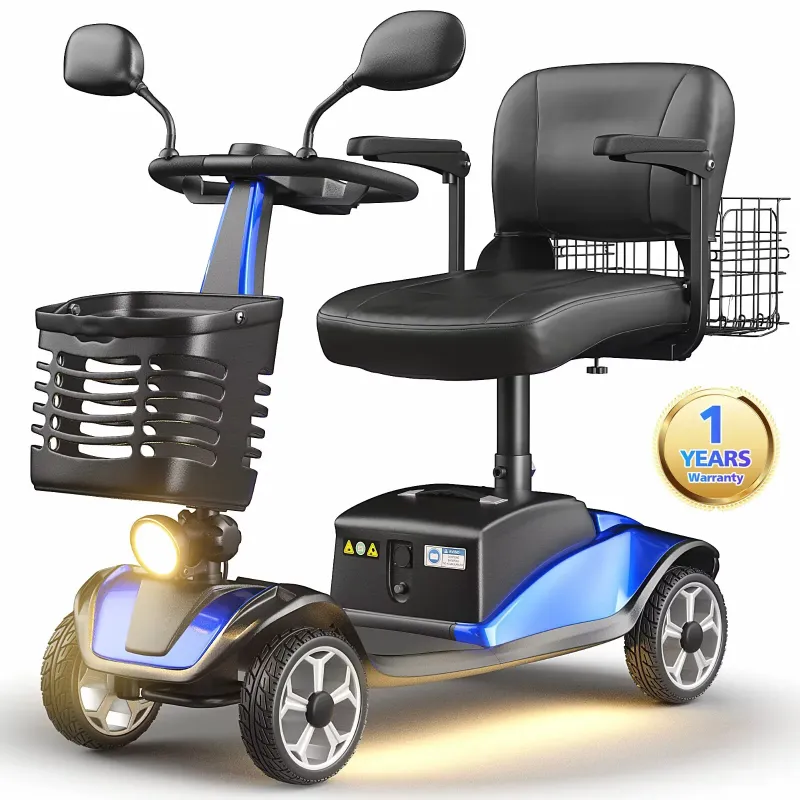 Photo 1 of ** A little problem with the star, need charger. **SACVON Upgrade 4 Wheel Mobility Scooter for Seniors, Foldable Powered Mobile Wheelchair for Adult 330lbs, Blue