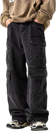 Photo 1 of **Stock photo is for reference only.
The actual jeans will differ from stock photo, please see all pictures below**

SIZE:3XL


Mens Baggy Cargo Jeans Wide Leg Hip Hop Jeans Streetwear Loose Fit Casual Denim Pants