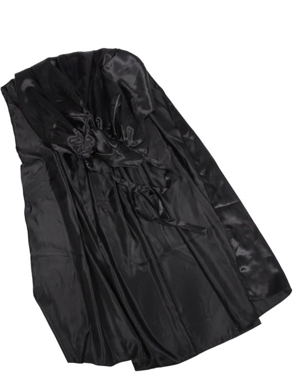 Photo 1 of *Stock photo will differ, used for reference only. *

Satin black dress short, with x-long tie strings from the collar. SIZE:XL