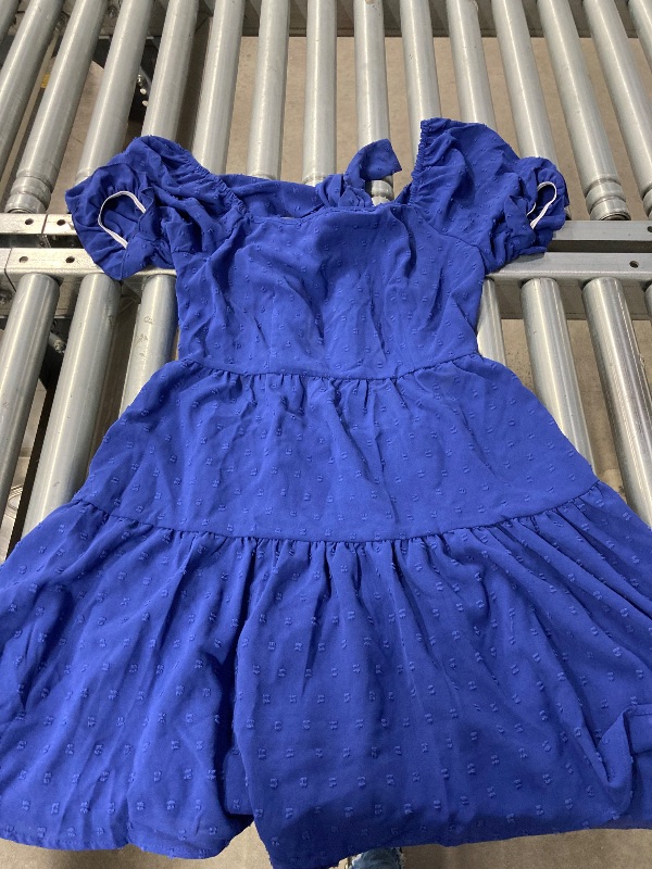 Photo 1 of *Color- Royal Blue; Size X-Large, See Photos*    **Main picture is for reference. ** 

Narecte Summer Dresses for Women 2025, Tie Backless Swiss Dot Mini Dress, Ruffle Hem Flowy Casual Dresses Royal Blue Large/X-Large