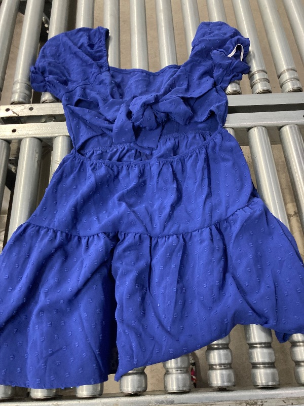 Photo 1 of *Color- Royal Blue; Size X-Large, See Photos*    **Main picture is for reference. ** 

Narecte Summer Dresses for Women 2025, Tie Backless Swiss Dot Mini Dress, Ruffle Hem Flowy Casual Dresses Royal Blue Large/X-Large