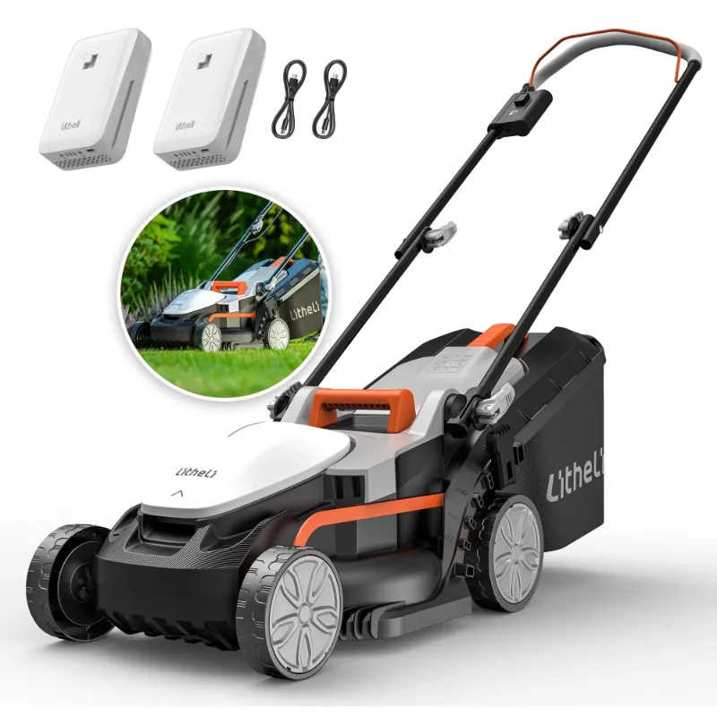 Photo 1 of  N ***DIRTY**Litheli Cordless Lawn Mower, U20 Series 20V Electric Lawn Mowers, 13 Inch, Adjustment Heights, Light Weight, With 2*2.0Ah Portable Battery, for Garden/Yard/Farm
