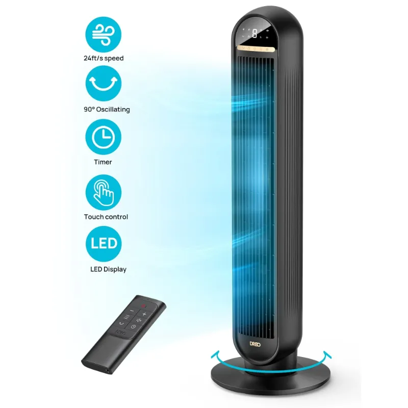Photo 1 of  *** NO REMOTE CONTROL***Dreo Tower Fans for Home, 36" Standing Floor Fan with Remote, 90° Oscillating Fan, 24 ft/s High Velocity, LED Display, 4 Speeds, 4 Modes, 8H Timer, Quiet Bedroom Fan
