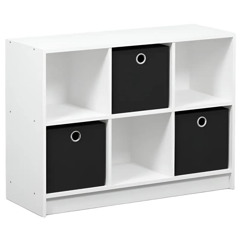 Photo 1 of ***Furinno Basic 6 Cube Storage Organizer Bookcase with Bins, White/Black
