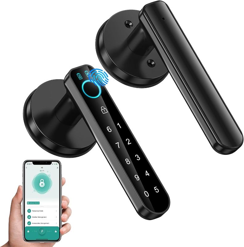 Photo 1 of **NO INSTRUCTIONS/NO BOX**Fingerprint Door Lock- Smart Door knob,biometric Door Lock?with passcode keypad keyless Entry Door Handle?for Bedroom Home Hotel Office Apartment (Black with APP)