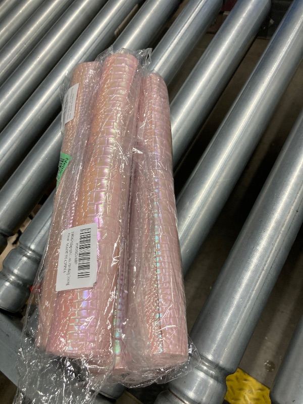 Photo 1 of **pack4**HYANG Holographic Flesh Iridescence Crocodile PU Faux Leather Sheets 1 Roll 12"X53"(30cmX135cm), Faux Leather Very Suitable for Crafts Making Leather Earrings, Bows, Handbag ?Sewing