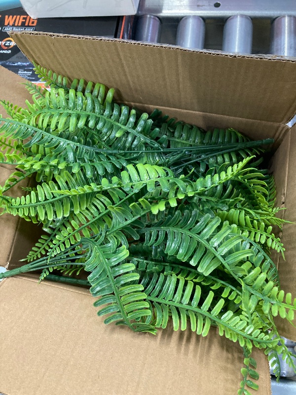 Photo 1 of 1 PC TURNMEON Artificial Flowers for Outdoor, Hanging Fern Fake Plants with Basket UV CH-25-HBF-US1-1