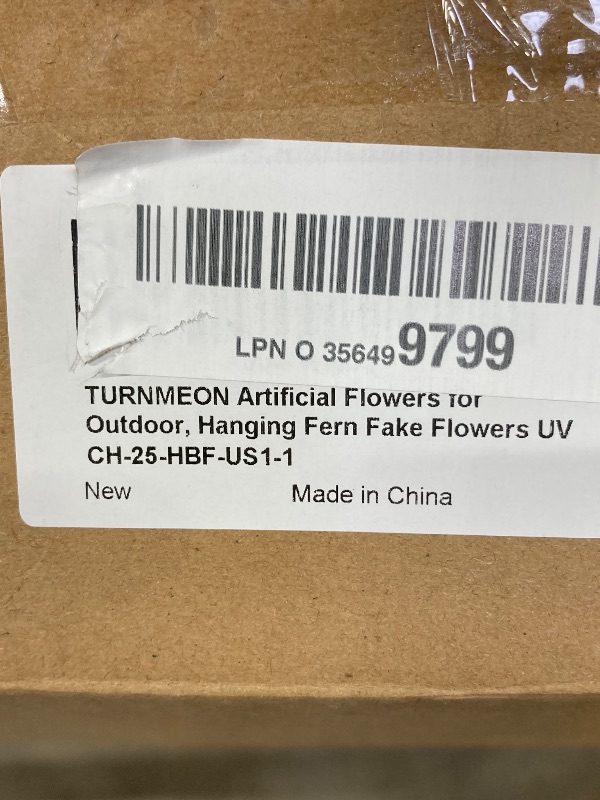 Photo 1 of 1 PC TURNMEON Artificial Flowers for Outdoor, Hanging Fern Fake Plants with Basket UV CH-25-HBF-US1-1