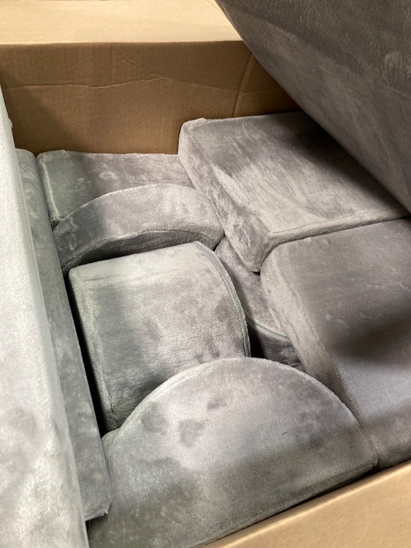 Photo 1 of 14Pcs Kids Play Couch, Caveen Baby Playroom Furniture Convertible Foam and Floor Cushion for Toddler,Gray