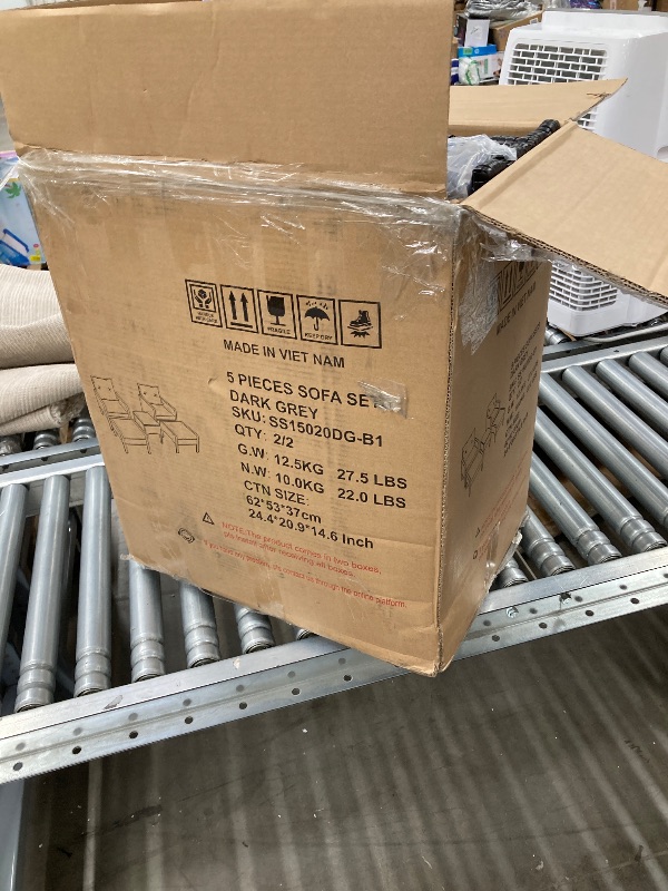 Photo 1 of ***(SELLING AS INCOMPLETE SET /PARTIAL SET -MISSING PARTS)*** 
AVAWING Wicker Patio Conversation, Outdoor Rattan Chairs with Ottoman, Metal Coffee Table, & Cushions, Outside Furniture  for Garden, Deck, Backyard, Poolside(Dark Grey)