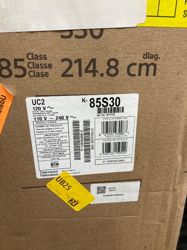 Photo 1 of Sony 85-Inch Class 4K Ultra HD BRAVIA 3 LED Smart TV with Google TV, Dolby Vision HDR, and Exclusive Features for PlayStation®5 (K-85S30)