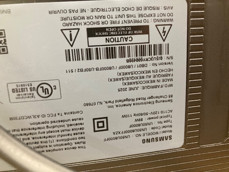 Photo 1 of Samsung 50-Inch Class Crystal UHD U8000F 4K Smart TV (2025 Model) Endless Free Content, Crystal Processor 4K, MetalStream Design, Knox Security, Alexa Built-in