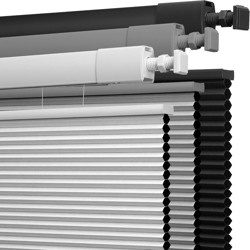 Photo 1 of 
Boolegon No Drill No Tools Cellular Shades Top Down Bottom Up Honeycomb Blinds Blackout Cordless Window Blinds Easy to Install Cellular Shade for Windows,Blackout-White,Custom Size
