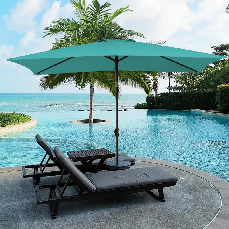 Photo 1 of  6.5' x 10' Rectangular Patio Umbrellas, Outdoor Umbrella for Chair, Turquoise
