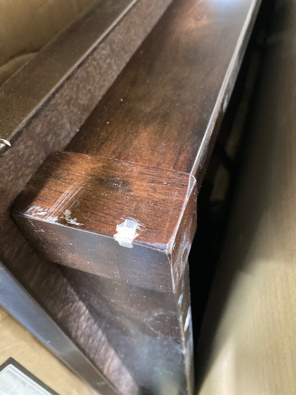 Photo 1 of ***(MISSING BOX 2 OF 2-SELLING AS INCOMPLETE PARTS ONLY TABLE TOP NO BASE)***
 COASTER Gabriel Counter Height Dining Table with Storage Pedestal Base Cappuccino 
***(SOME SCUFFS/SCRATCHES, CORNER WOOD DAMAGE BOX RIPPED/TORN)***