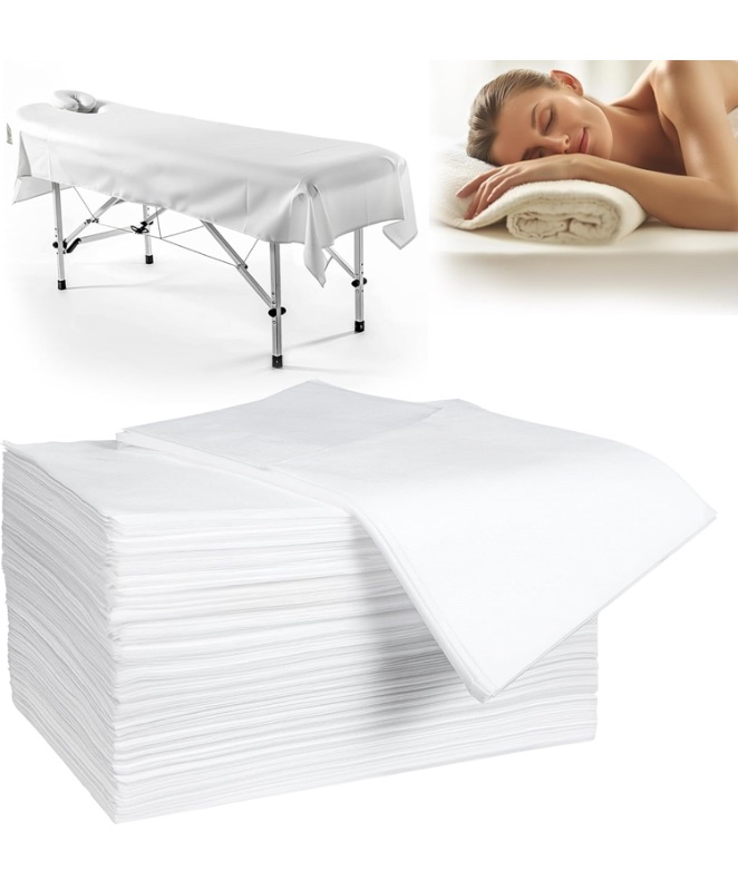 Photo 1 of 100 Pack 31" x 71" Disposable Non-Woven Massage Table Bed Covers - 2-Ply Waterproof Spa Sheets for Facial, Tattoo & Waxing.