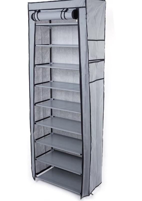 Photo 1 of 
10 Tiers Shoe Rack with Dustproof Cover 27 Pair Shoe Tower Stand Sturdy Shelf Storage Organizer Cabinet Perfect for Bedroom, Closet, Entryway, Dorm Room (Gray)