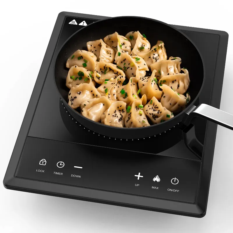 Photo 1 of 1600W Portable Induction Cooktop,Electric Induction Cooker and Burner,Countertop Hot Plate with 10-Level Adjustment,3-Hour Timer,Smart Touch Cooktop,and Safety Lock Feature,Black