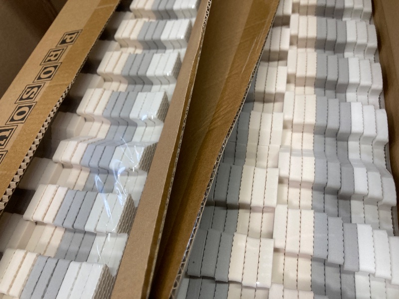 Photo 1 of ***3 PACKS*(2 Packs are factory sealed, 1 pack is open)*** ProSource Foam Puzzle Floor Play Mat for Kids and Babies with Solid Colors, 36 or 16 Interlocking Tiles with Borders, White/Grey/Beige