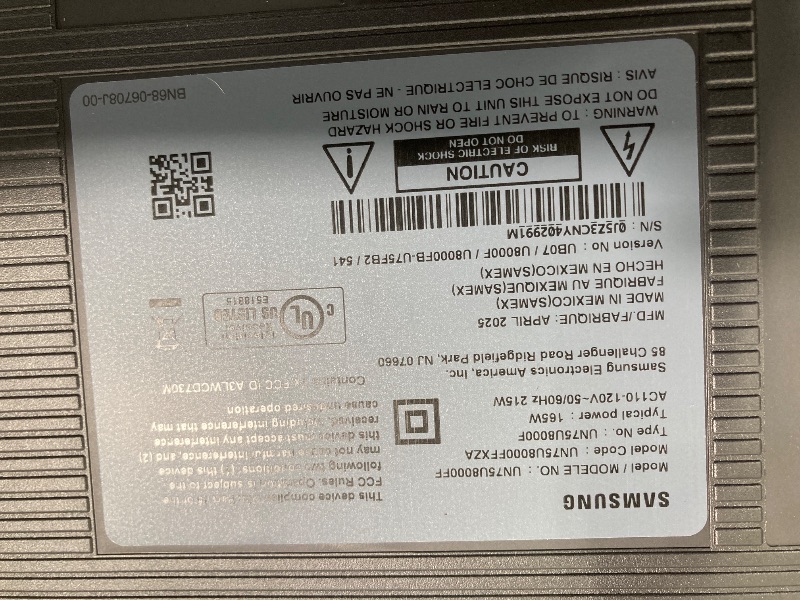 Photo 1 of ***PARTS USE ONLY***Samsung 75-Inch Class Crystal UHD U8000F 4K Smart TV (2025 Model) Endless Free Content, Crystal Processor 4K, MetalStream Design, Knox Security, Alexa Built-in