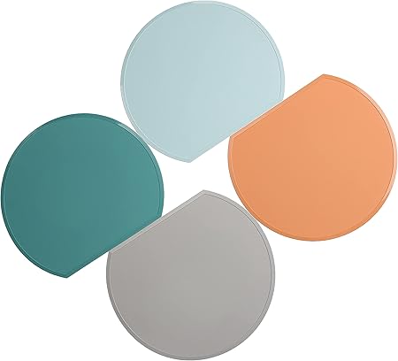 Photo 1 of ***PLEASE NOTE COLORS OF ACTUAL ITEM ARE DIFFERENT THAN STOCK PHOTO***Silicone Placemats Set of 6 Non-Slip Table Mats for Dining, Kitchen, Stain Resistant Heat-Resistant Placemat Portable Food Mat, 14.9" x 12.9"x 0.04" (ACTUAL SET IS 2 PURPLE, 2 BLUE, 2 G