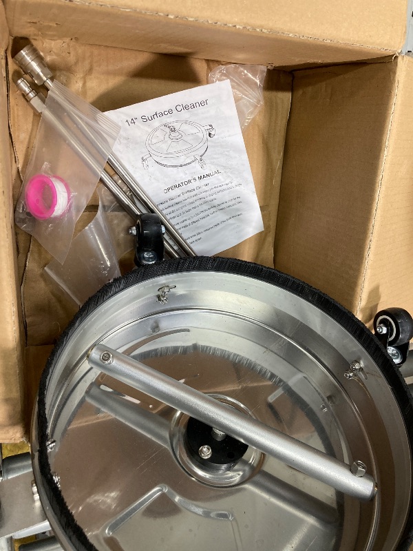 Photo 1 of 14" Pressure Washer Surface Cleaner with 4 Wheels - Stainless Steel Surface Cleaner for Pressure Washer Attachment for Concrete, Patio, Sidewalk, Deck and Driveways - PWS14