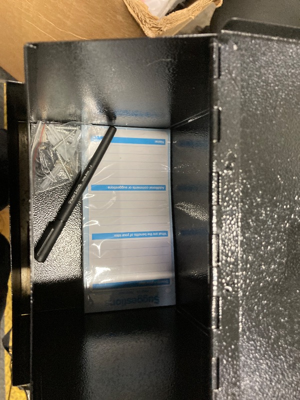 Photo 1 of ***KEY IS MISSING***MaxGear Suggestion Box with Lock, Metal Ballot Donation Box with Slot Wall Mounted with 50 PCS Free Suggestion Cards, Safe Storage Case, 2 Keys, 8.3H x 7.3L x 5.9W Inch, Black