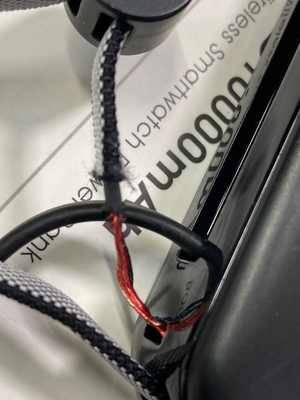 Photo 1 of ***SELLING AS IS  - LANYARD CABLE RIPPED/TORN...SEE ALL PHOTOS)***                  GOODaaa Portable Charger Built-in 2 Cables, 10000mAh Bidirectional Fast Charging USB C Lanyard Cable, Wireless Charger for iWatch, Compatible with All Cell Phones, Tablets