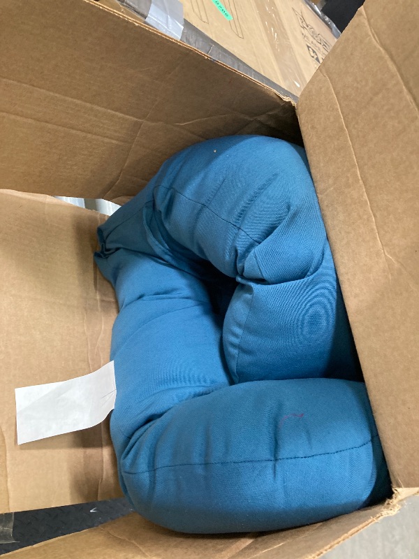 Photo 1 of ***ONLY ONE*** Tufted Outdoor/Indoor Seat/Back Chair Cushions, Set of 2, 42'' x 21'', Peacock Blue