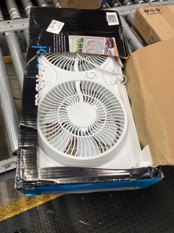 Photo 1 of ***(SELLING AS PARTS ONLY - DO NOT WORK-PARTS ONLY)*** 
Genesis Twin Fan High Velocity Reversible AirFlow Fan, LED Indicator Lights Adjustable Thermostat & Max Cool Technology, ETL Certified, White (A1WINDOWFAN)