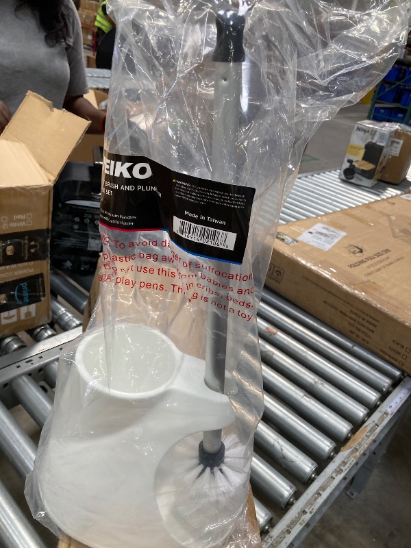 Photo 1 of **it's missing a piece** NEIKO 60167A Toilet Plunger with Holder for Brush and Bathroom Plunger Set, Clean Aluminum Handle, White Plunger Caddy, Toilet Brush Set for Cleaning Toilet Bowl