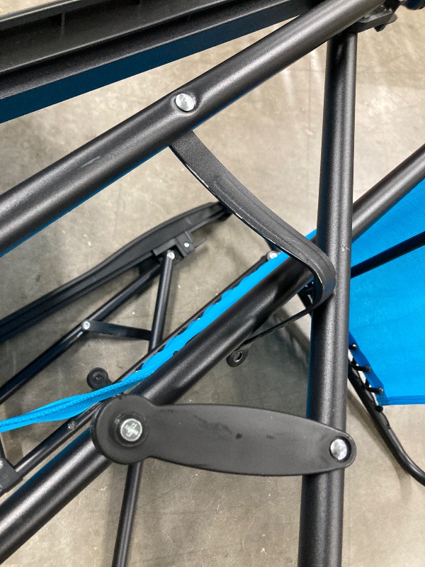 Photo 1 of ***(SCREW MISSING, BENT PART  -SEE PHOTO -SELLING AS PARTS ONLY / REPAIR NEEDED -NON-REFUNDABLE)*** 
Lacoo Zero Gravity Chair Patio Outdoor Foldable Lawn Lounge Chair Reclining Chair with Adjustable Pillow Pack of 2, Light Blue
