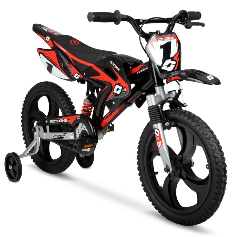Photo 1 of 16 Hyper Moto Bike 16 Mag Wheels Training Wheels Child Bicycle Ages 5-7 Years Black/Red

