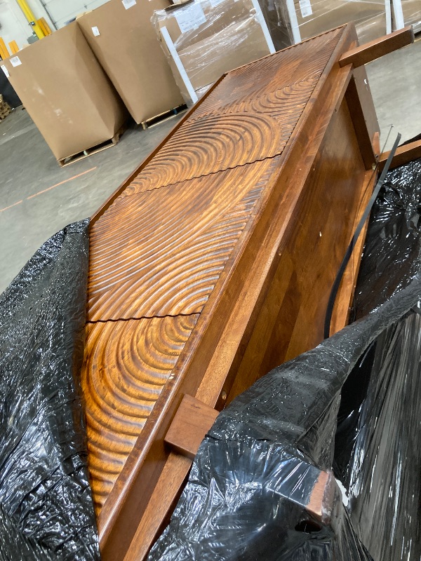 Photo 1 of **HAS SMALL CHIP ON FRONT SIDE/CRACK IN BACK-SEE PICS**Acacia Harmony TV Stand for TVs up to 75+ Inch Entertainment Center with Storage Shelves and Cable Management, Modern Farmhouse TV Media Console Table Wood TV Stands for Living Room Bedroom, Walnut