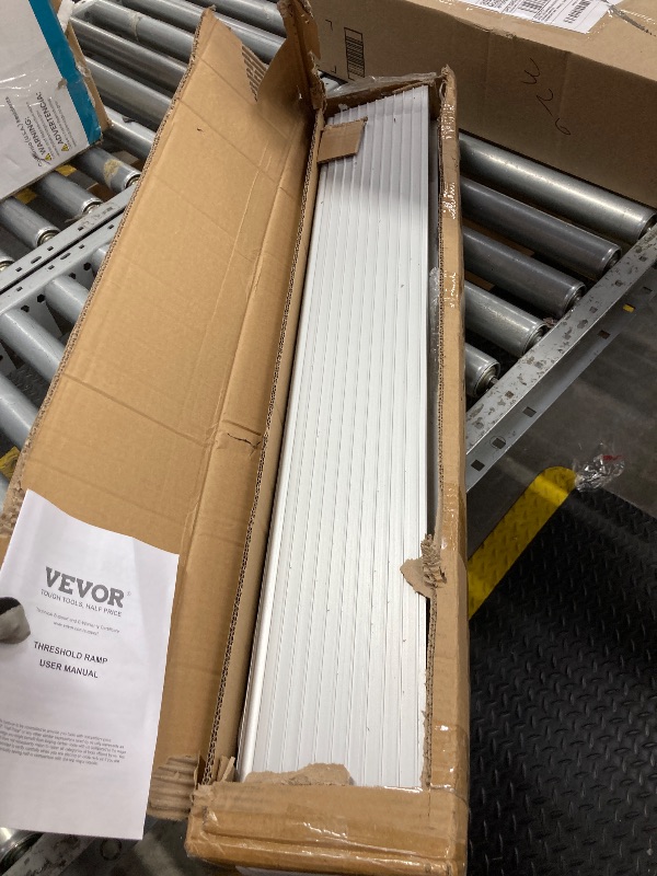 Photo 1 of VEVOR Door Threshold Ramp, 6" Rise Door Ramp Aluminum Threshold Ramp for Doorways Rated 802 lbs Load Capacity, Adjustable Entry Ramp for Wheelchairs, Scooters, and Power Chairs