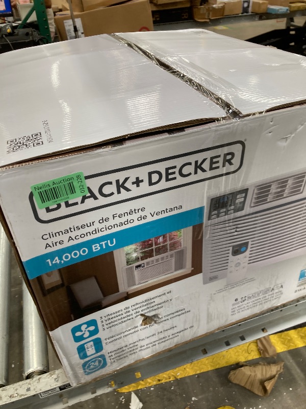 Photo 1 of BLACK+DECKER Window Air Conditioner 14000 BTU, AC Window Unit Cools Up to 700 Square Feet, Window AC Unit with Remote Control, 3 Cooling Speeds and Fan Only Function, BWAC14WTB, White