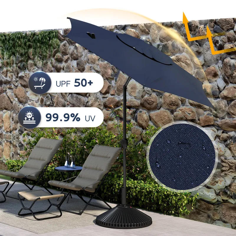 Photo 1 of **color is diferent Abba Patio 9ft OsloOutdoor Market Patio Umbrella w/ Push Button Tilt, Easy Crank, 8 Ribs, Light Blue